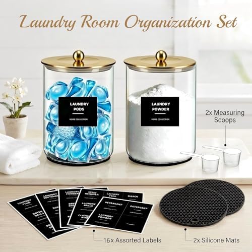 1 Gallon Glass Laundry Detergent Dispenser,Laundry Room Organization-1 Gold - Image 7