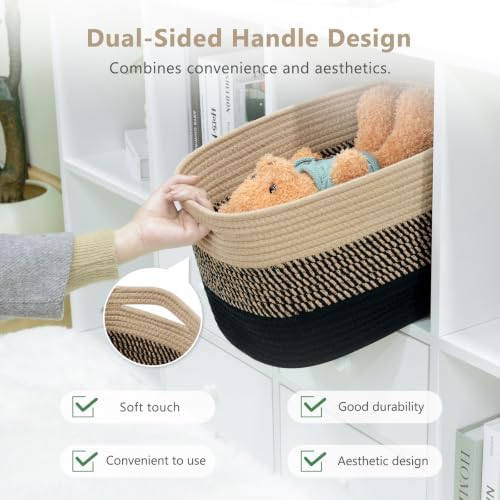 ECDYQXVU 15x10x9 Inch Woven Cotton Rope Storage Basket, 2 Pack - Image 6