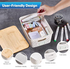 Anysig 8 Pack Plastic Storage Bins with Bamboo Lids, 5.2 QT Stackable Bins - Image 3