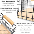 2-Pack Wire Baskets 12.8" x 6.25" Solid Wood Handles Organizer - Image 5