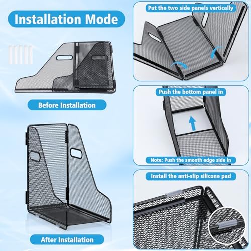 2 Pack Large Binder Folder Holder for Desk Metal Mesh Magazine File Holder (2) - Image 4