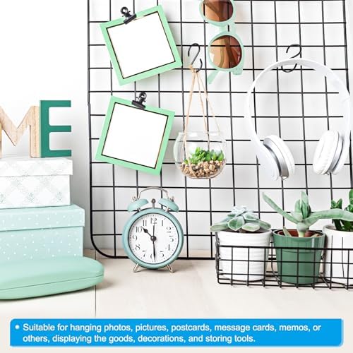 PATIKIL 16x12 Inch Wall Grid Panel, 4 Pcs Metal Wire Photo Wall Decorative Grid for Photo Display Hanging Picture Memo Home Decorations, Black - Image 4