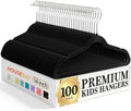 HOUSE DAY Black Kids Velvet Hangers 100 Pack, Durable Big Kid Hangers by HOUSEDAY