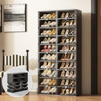 Vipbox Shoe Rack Organizer Cabinet for Closet Entryway,Clear Shoe Storage Boxes Stackable Sneaker Storage with Door Easy Assembly Black Shoe Cabinet with Lids Large 10 Tiers 40 Pairs by Unknown