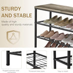 4-Tier Metal Shoe Rack with Wood Top - Durable & Space-Saving Shoe Organizer,Industrial Shoe Organizer Shelf Bench Storagefor Closet Entryway, Bedroom & Hallway - Gray + Black 28.5 W × 25.5" H - Image 4