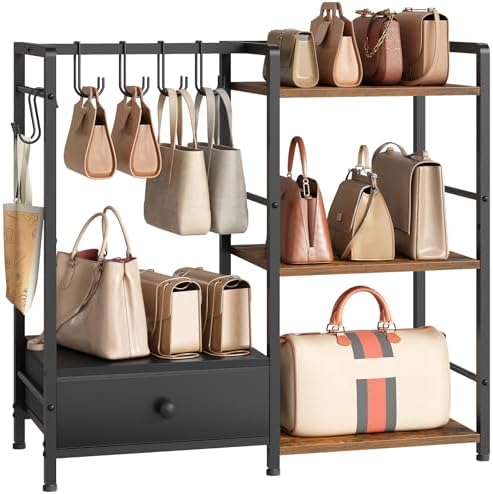 HOOBRO Purse Organizer Rack for Closet, 3-Tier Handbag Storage Stand by HOOBRO