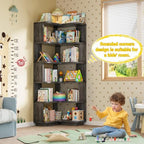 Armocity Corner Book Shelf, 6-Shelf L Shaped Corner Bookshelf with Baffle - Image 6