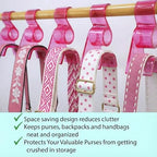 OnDisplay Premium Acrylic Purse Hanger Hook for Closet Rod – Wide Arch Handbag Organizer Protects Straps from Creasing – Heavy Duty Storage Hook for Hats, Belts, Backpacks & Scarves (Pink, 12) - Image 6