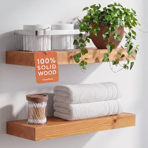 Homeforia 18 Inch Floating Shelves, High-End Solid Pine Wood, Set of 2 by Homeforia