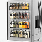 VITEVER Magnetic Spice Rack, 4 Pack, 24 Square Glass Jars with Lids, Quick-Find Pre-Printed Labels, Funnel, Space Saver, Refrigerator and Microwave Oven Organizer by VITEVER