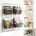 4 Pack Grid Wall Baskets Metal Wire Storage Basket Hanging Wall Mount Bins - Image 5