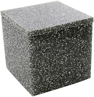 Sparkles Home Luminous Cotton Ball Holder, Sparkling Rhinestones in Resin, Durable, Non-Porous, For Luxury Bathroom Décor Accessories, Silver, 3.5", Sold Individually - Image 4
