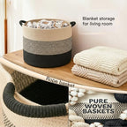 Artfeel 100L Large Cotton Rope Basket, Decorative Woven Blanket Storage for Living Room, Boho Toy Storage & Toy Box for Kids, Versatile Laundry Basket & Nursery Hamper for Blankets(BlackBrown) - Image 5