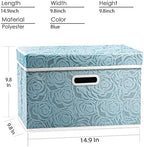 PRANDOM Stackable Storage Cubes with Lids [5-Pack] Fabric Decorative Storage Box Bins Organizer Containers Baskets with Cover Handles Divider for Bedroom Closet Living Room Blue 14.9x9.8x9.8 Inch - Image 3
