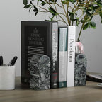 Koville Natural Marble Bookends for Shelves, Decorative Book Ends, 7lbs Heavy-Duty Marble Book Holders, Bookshelf Apartment Decor for Normal Books/CD/Video Games(Olive Green) - Image 6