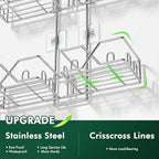 Sewulidon Stainless Steel Shower Caddy Hanging for Handheld Shower Heads,Rustproof Hose Shower Organizer Adjustable Length Shower Rack with 24 Hooks,Razor Holder,Soap Holder - Image 2