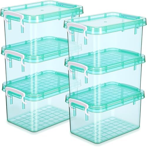 Wenqik 6 Pack Colorful Plastic Storage Bins with Lids, Teal by Wenqik