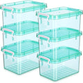 Wenqik 6 Pack Colorful Plastic Storage Bins with Lids, Teal by Wenqik