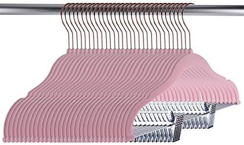 Tosnail 30 Pack Kids Velvet Hangers Children's Clothes Hangers Baby Hangers with Clips - Pink by Tosnail