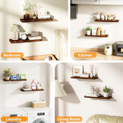 Organic Wavy Edge Floating Shelves,Hidden Brackets,2 Pack 24 in - Image 7