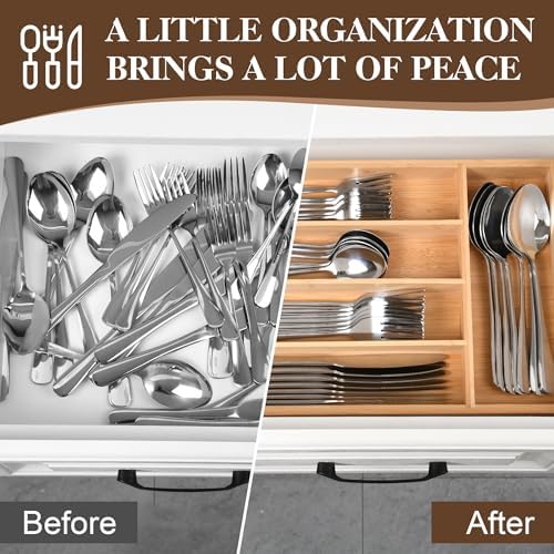 40 Piece Silverware Set with Drawer Organizer for 8, Heavy Duty Stainless Steel Flatware Cutlery Set, Fork Spoon Knife Set with Kitchen Essentials Organizer, Rust-proof, Dishwasher Safe - Image 5