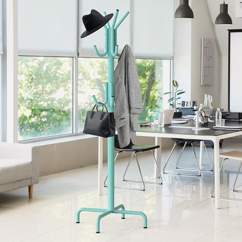 Simple Houseware Standing Coat Hanger Organizer Rack, 12 Hooks, Turquoise - Image 5