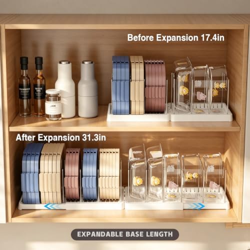 Magheo 1 Pack Expandable Food Storage Container Lid Organizers, 31.3" Pots and Pans Organizer Under Cabinet with 12 Adjustable Dividers Pot and Pan Lid Holders Rack Inside Cabinet(White) - Image 4