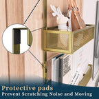 Consumest Over The Door Hooks Organizer - 3 Tier Door Hanger with 9 Coat Hooks & 2 Mesh Basket, Back Storage Organizer Hanging Towels for Bathroom, Bedroom, Gold - Image 4