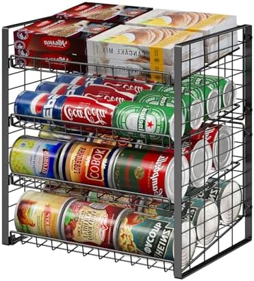 JKsmart 4-Tier Can Rack Organizer for Pantry, Adjustable Can Storage Holder for Various Ounces of Canned food Soda Drinks, Can Dispenser Holds Up to 48 Cans for Cupboard Cabinet by JKsmart