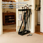 Umbrella Holder for Entryway, Black Indoor Umbrella Stand with Hooks,Metal Umbrella Storage Rack Ideal for Home Office Hotel Lobby - Image 2