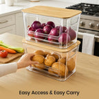 2 Pack Stackable Trash Bag Organizer, Bamboo Lid, Clear Open-Front Bin - Image 4