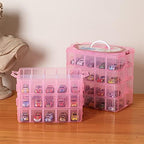 Sooyee 7 Layers Stackable Storage Container, 70 Adjustable Compartments Stackable Storage Container for Kids Toys, Art Crafts, Jewelry, Supplies, Mini Case & Letter Sticker Included,Pink - Image 3
