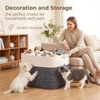 OIASKET 108L Cotton Rope Storage Basket for Living Room and Bedroom 25"x16"x16" Woven Laundry Basket, Heavy Duty Bin for Blankets, Pillows & Toys, Pet-Safe & Scratch-Free, Dark Grey and White - Image 5