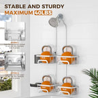 REINHARDT Split Shower Caddy Hanging for Handheld Showerheads, Silver - Image 3