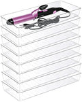 Manalete 8 Pcs Large Clear Plastic Drawer Organizer,15"x6" Vanity Organizer by Manelete