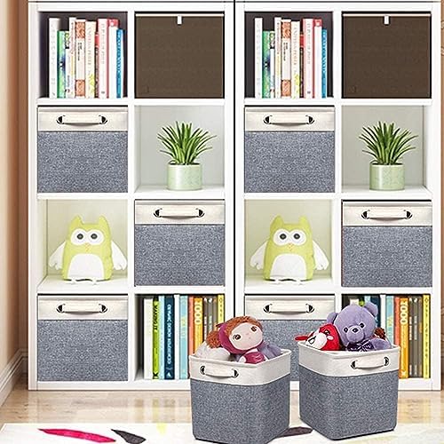 Foldable Storage Bin Collapsible Basket 12" x 10" x 9.5" Cube Storage Organizer Bins with Dual Carry Handles for Home Closet Shelves Drawers Organizer, Set of 3, Grey - Image 3