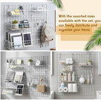 Yaocom 9 Pcs Grid Wall Shelves Gridwall Panel Accessories, White - Image 4