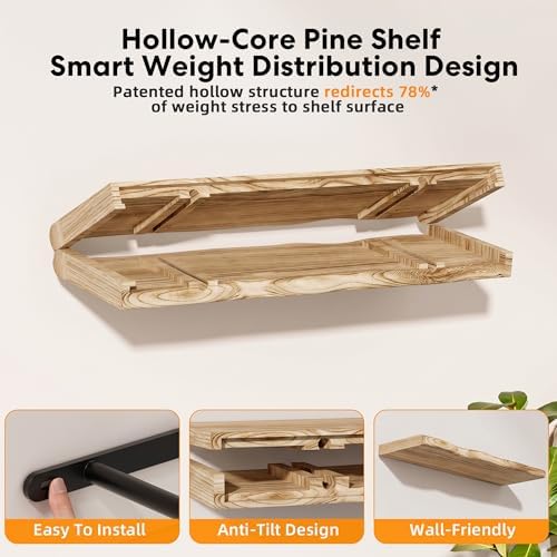 Organic Wavy Edge Floating Shelves,Hidden Brackets,2 Pack 36 in - Image 4