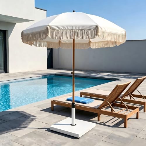 45lbs Patio Umbrella Base, Heavy Duty Stand Outdoor, White - Image 3