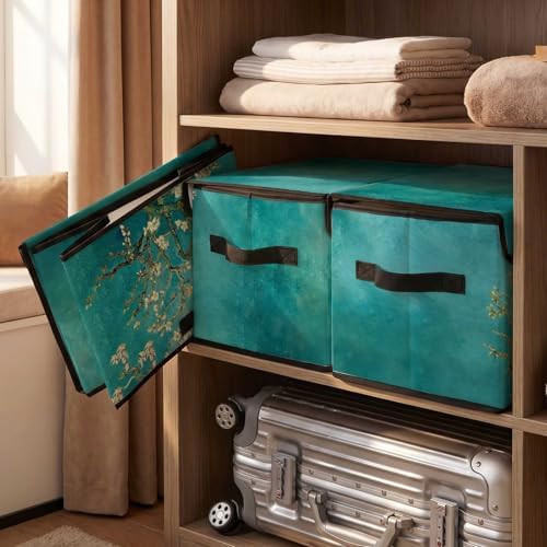 Stackable Storage Bins with Lids,Closet Organizers Fabric Box for Home and Office,Blanket Clothes Organizers,Under Bed Storage Containers 3 Pack - Image 5
