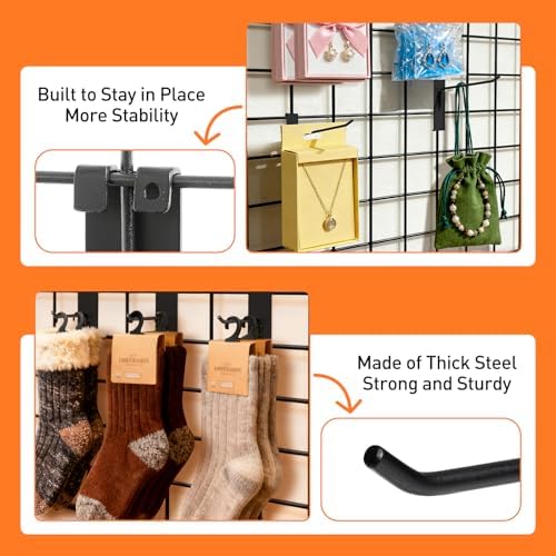 60 Pack Grid Wall Display Hooks, Metal Gridwall Accessories for Retail Stores, Trade Shows, Art and Craft Displays (Black, 6 Inch) - Image 4