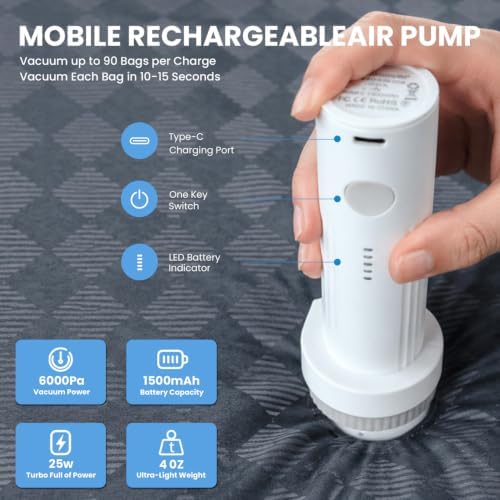 KXB Vacuum Storage Bags for Travel with Rechargeable Wireless Pump - Image 4