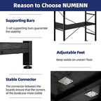 NUMENN 5-Tier Corner Bookshelf, L-Shaped Corner Bookcase, Black - Image 6