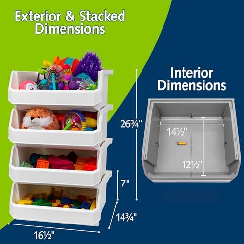 ReadySpace Extra Large Stackable Plastic Storage Bins, 4-Pack, White - Image 3