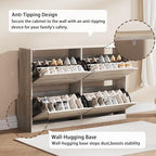 Grey Hidden Shoe Storage Cabinet for Entryway with 4 Flip Drawers - Image 5