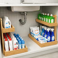 Under Sink Organizer - 2 Tier Pull Out Cabinet Shelves with Adjustable Height, Undersink Storage Slide Out for Kitchen Bathroom Cabinet Pantry (Natual, 2 Packs) by EASIDAYFAN