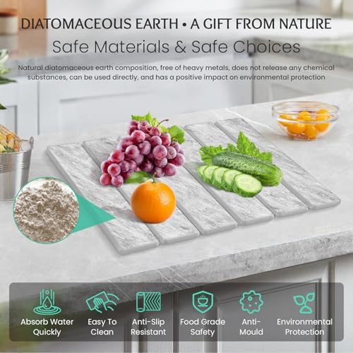 Stone Dish Drying Mat Collapsible Diatomaceous Earth Absorbent Mat Quick Dish Drying Pad Dish Rack Pad Match Any Counter to Multiple Usage for Kitchen,Bathroom - Image 3