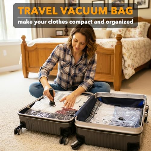 SpaceAid Travel Vacuum Bags for Luggage with Electric Pump, 18 Pack Vacuum Seal Bags for Clothing Travel, Space Saver Compression Bag for Backpack and Suitcase - Image 2