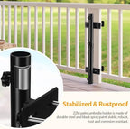 ZZM Patio Umbrella Holder for Deck Railing, Adjustable Deck Umbrella Mount Outdoor, Attachable to Railing Mounting Brackets - Upgraded 3 Screws to Secure Umbrella Handle, Maximizes Deck Space (Dark) - Image 4