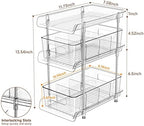 2Set 3 Tier Clear Bathroom Organizer with Dividers, Pull-Out Pantry Organization and Storage, Multi-Purpose Under Sink Organizers and Storage, Vanity Skincare Cosmetic Closet Organizer Medicine Bins - Image 3